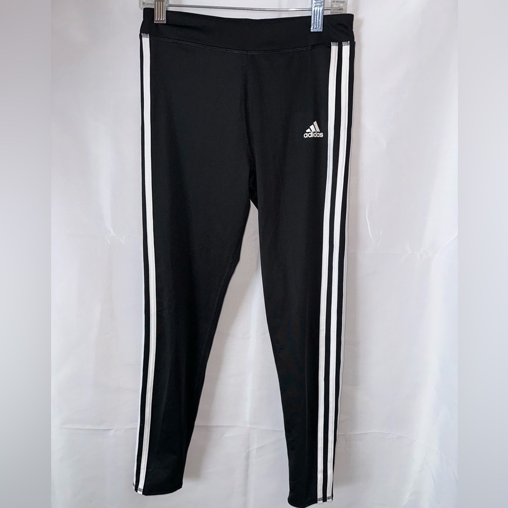 Adidas Black Climalite Training Tights Leggings with White Trim Youth L 14